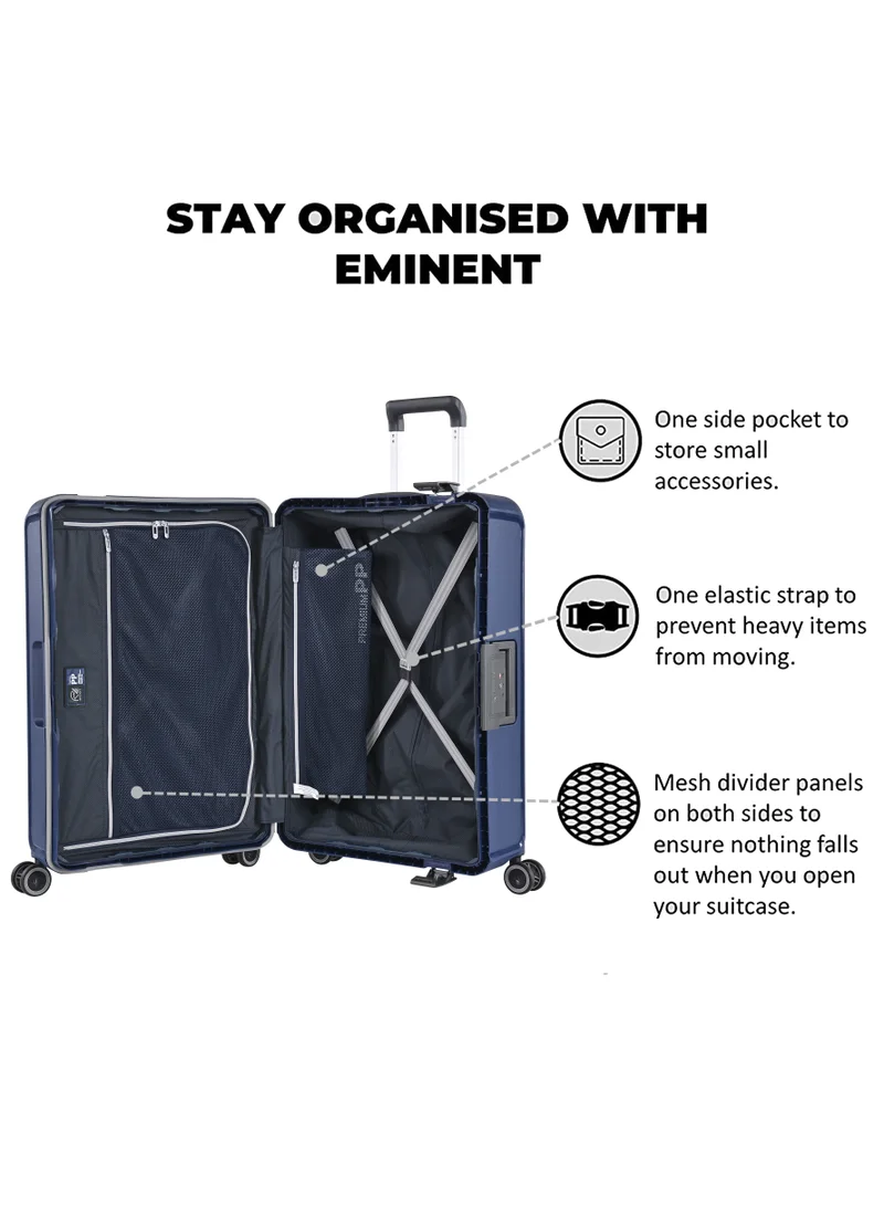 eminent Vertica Hard Case Travel Bag Luggage Trolley Polypropylene Lightweight Suitcase 4 Quiet Double Spinner Wheels With Tsa Lock B0006 Dark Blue