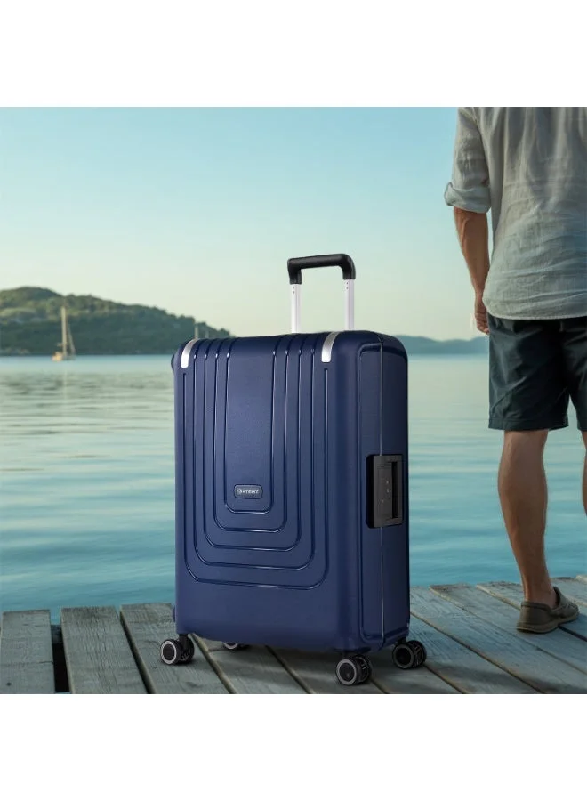 eminent Vertica Hard Case Travel Bag Luggage Trolley Polypropylene Lightweight Suitcase 4 Quiet Double Spinner Wheels With Tsa Lock B0006 Dark Blue