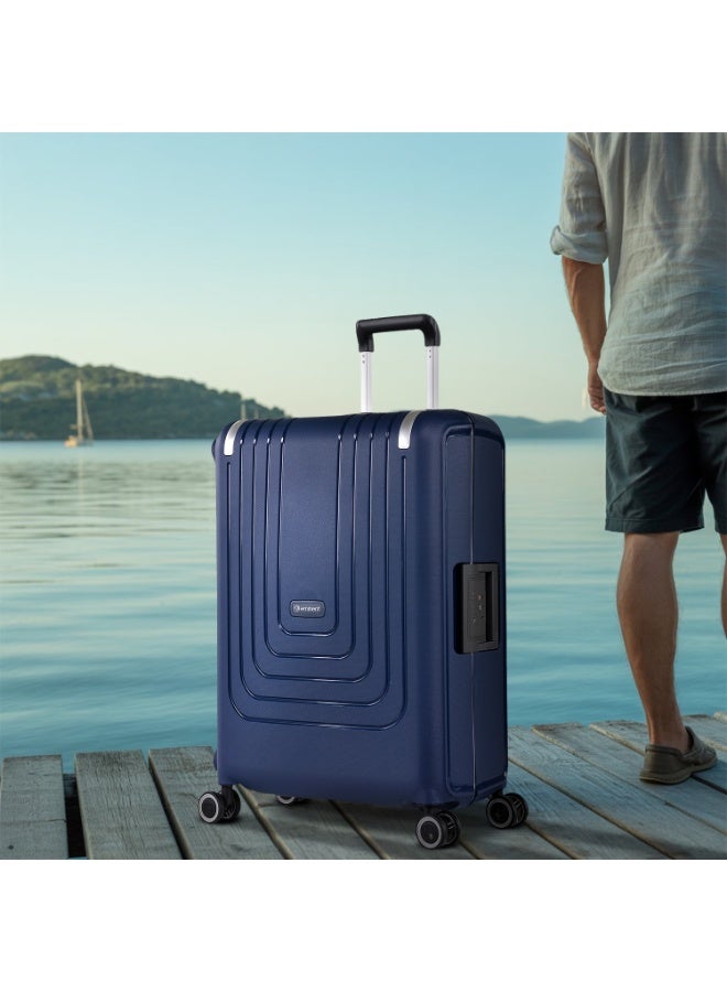 إيمينينت حقيبة سفر صلبة بعجلات مزدوجة صامتة وقفل ، بولي بروبلين خفيف الوزن، لون أزرق داكن - Image 2