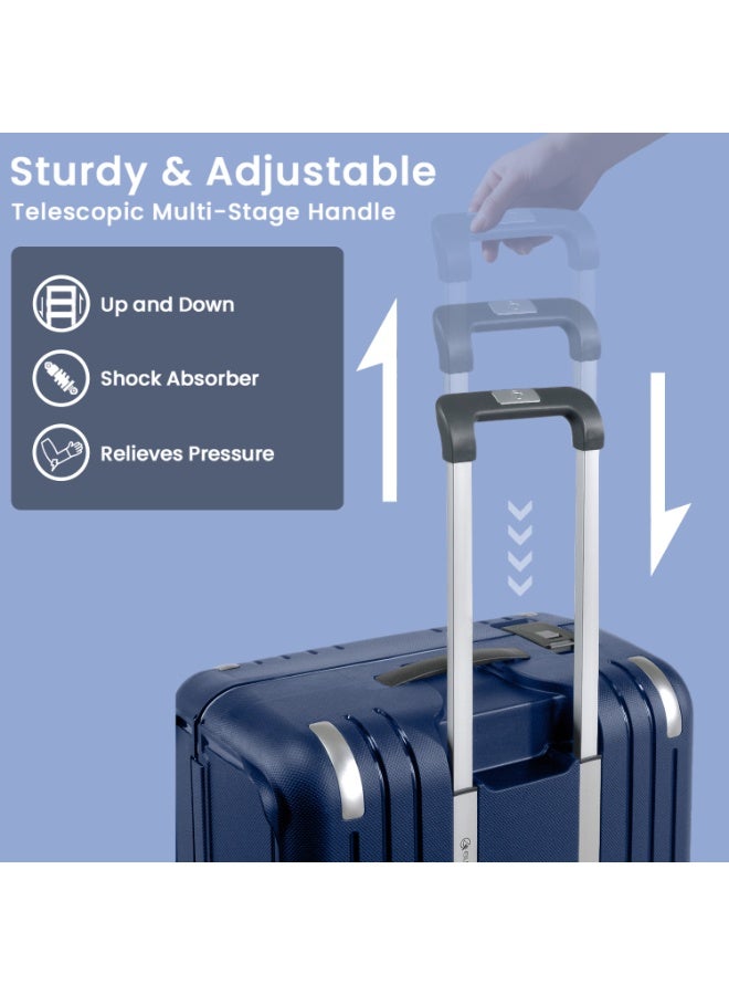 إيمينينت حقيبة سفر صلبة بعجلات مزدوجة صامتة وقفل ، بولي بروبلين خفيف الوزن، لون أزرق داكن - Image 3