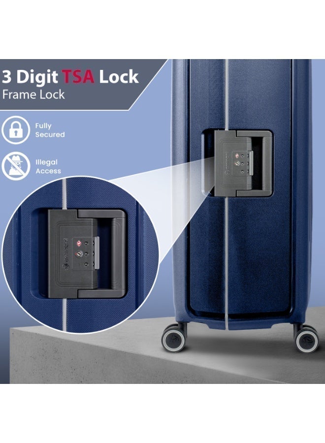 إيمينينت حقيبة سفر صلبة بعجلات مزدوجة صامتة وقفل ، بولي بروبلين خفيف الوزن، لون أزرق داكن - Image 4