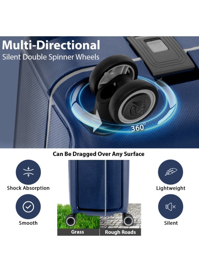 إيمينينت حقيبة سفر صلبة بعجلات مزدوجة صامتة وقفل ، بولي بروبلين خفيف الوزن، لون أزرق داكن - Image 5