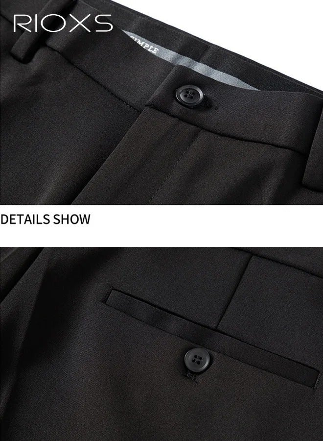 Men's Regular Fit Wrinkle-Free Stretch Dress Pants with Pockets, Light Grey - Image 5
