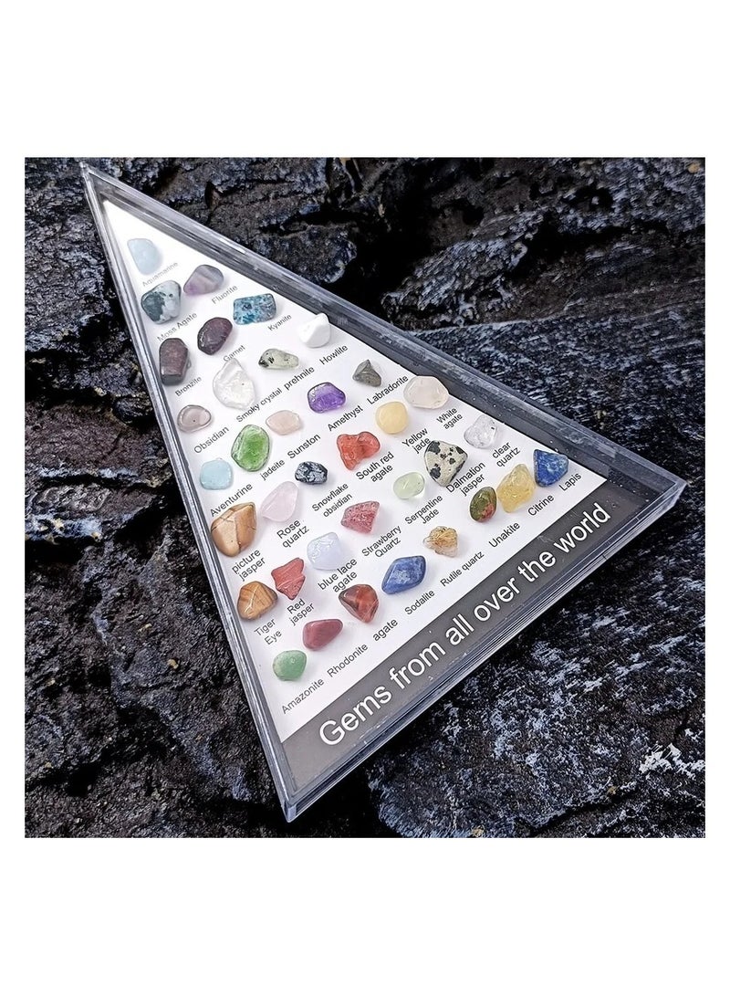 Decorative Collection Of Gemstone And Quartz Crystal Samples Suitable For The Bedroom Or Living Room Consisting Of 36 Pieces In A Frame  - Image 1