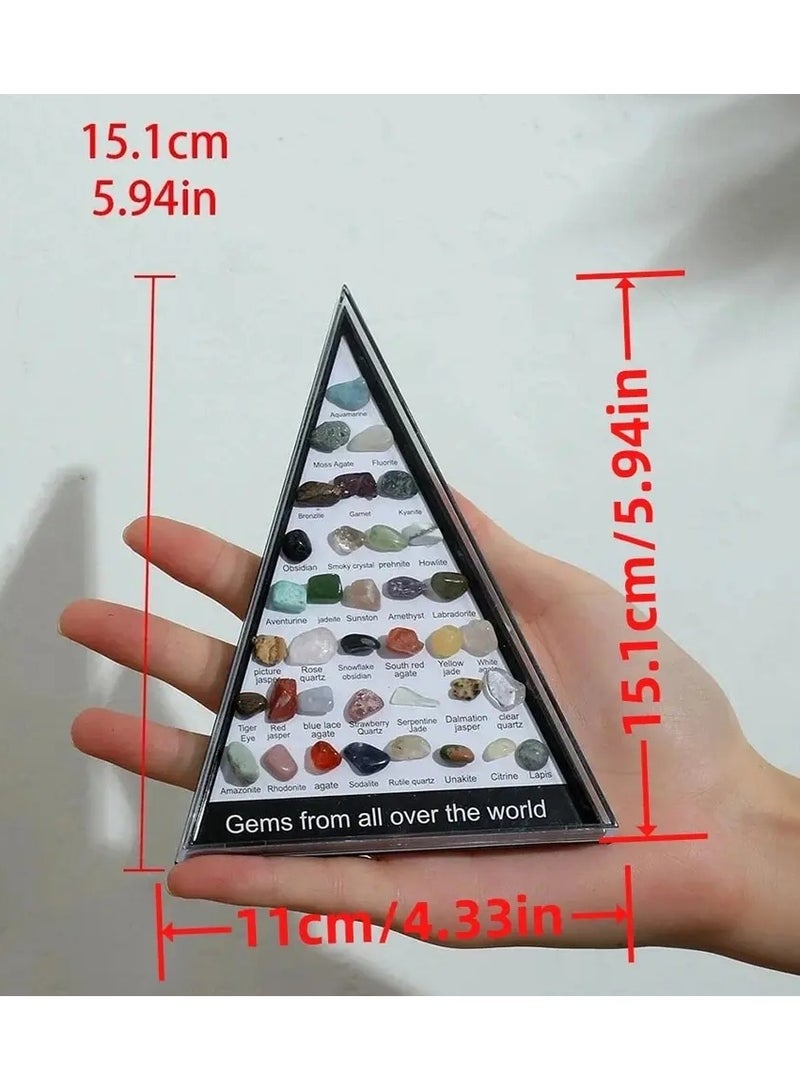 Decorative Collection Of Gemstone And Quartz Crystal Samples Suitable For The Bedroom Or Living Room Consisting Of 36 Pieces In A Frame  - Image 2
