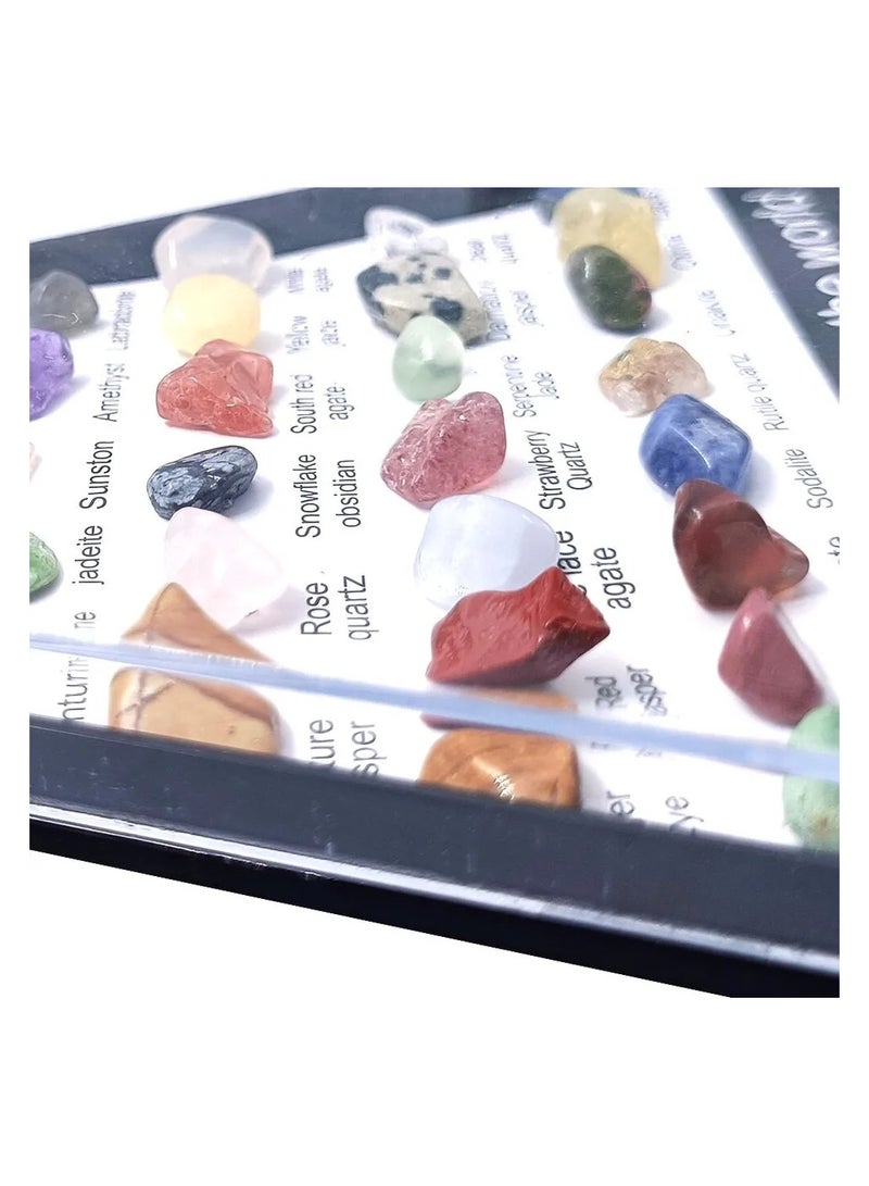 Decorative Collection Of Gemstone And Quartz Crystal Samples Suitable For The Bedroom Or Living Room Consisting Of 36 Pieces In A Frame  - Image 4