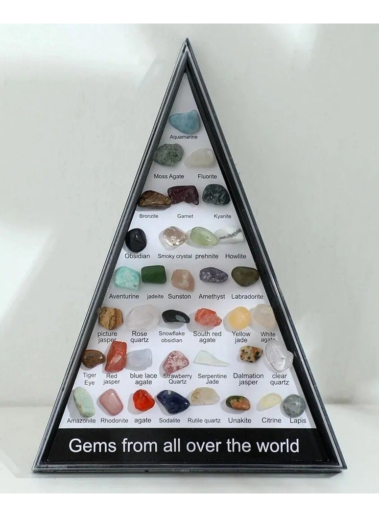 Decorative Collection Of Gemstone And Quartz Crystal Samples Suitable For The Bedroom Or Living Room Consisting Of 36 Pieces In A Frame  - Image 3