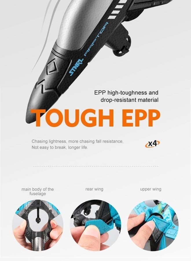 طياره ريموت | طيارات ريموت - درون مقاتلة ب 3 سرعات، طائرة هواية شراعية ألعاب طائرات | هدية أطفال درون لاسلكي (أزرق) 【ألعاب】 - Image 4