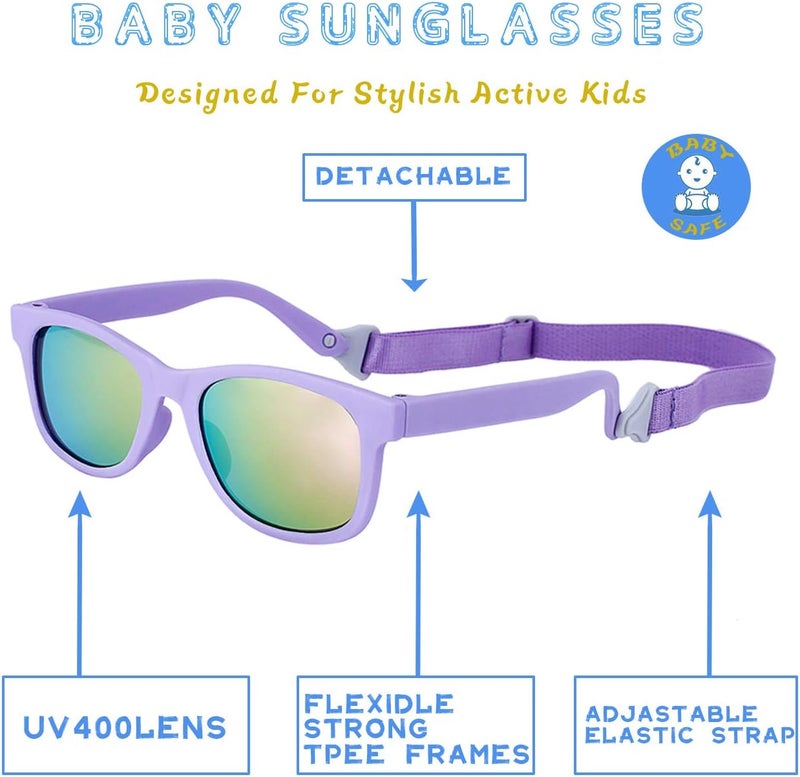 MAXJULI Baby Infant Sunglasses Safe, Soft, With Adjustable Strap 0-24 Months BPA Free 7002 - Image 5