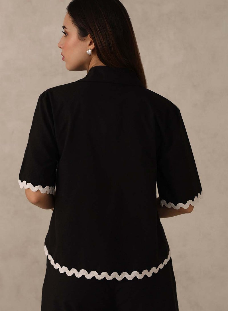 Virgio VIRGIO 100% Cotton Black Ric Rac Shirt  - Image 2
