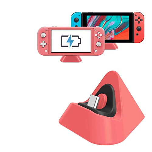 FANPL Charging Dock for Nintendo Switch Lite, Charging Stand Station Compatible with Nintendo Switch (Coral) - Image 1