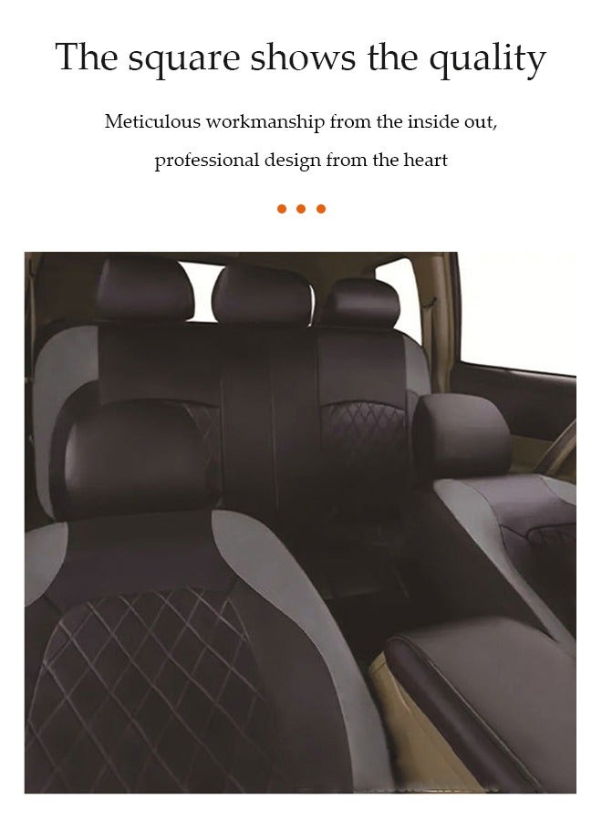 DUNISO 4 Pieces of Universal Car Seat Cover Set，PU leather car backrest two seater seat covers, easy to install, suitable for all seasons, suitable for most cars' front and rear seats，black  - Image 5