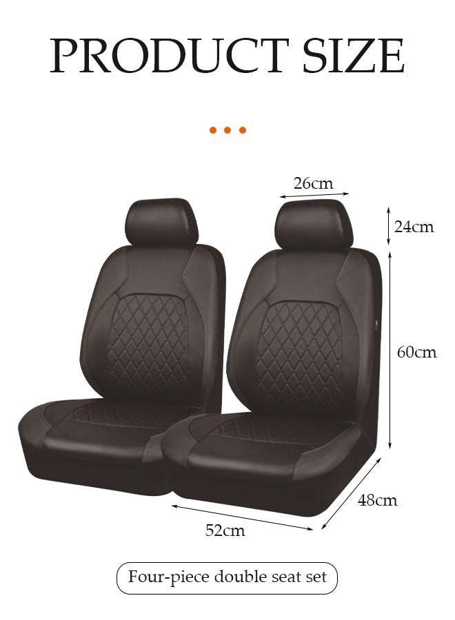 DUNISO 4 Pieces of Universal Car Seat Cover Set，PU leather car backrest two seater seat covers, easy to install, suitable for all seasons, suitable for most cars' front and rear seats，black  - Image 2