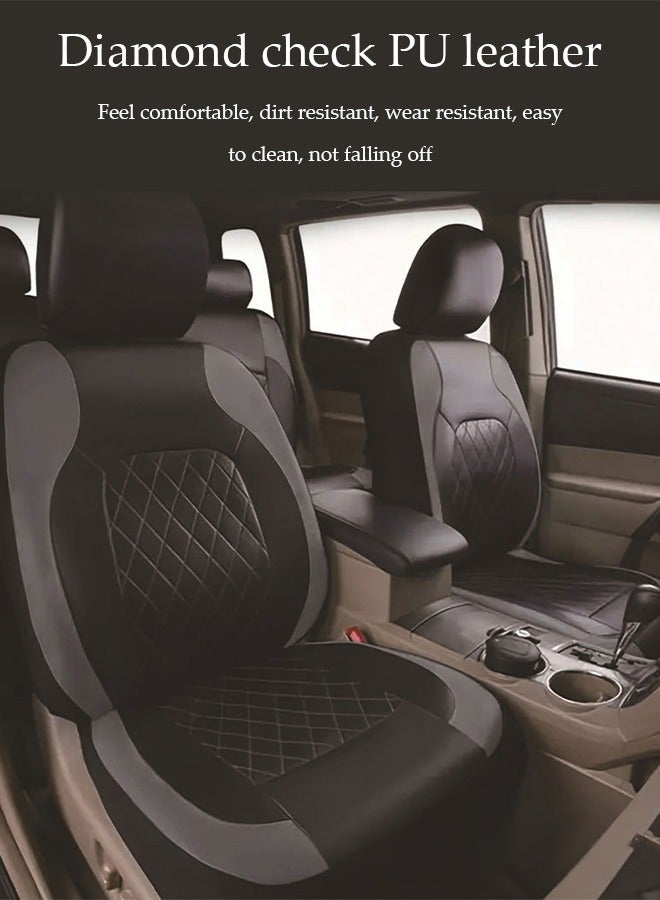 DUNISO 4 Pieces of Universal Car Seat Cover Set，PU leather car backrest two seater seat covers, easy to install, suitable for all seasons, suitable for most cars' front and rear seats，black  - Image 3