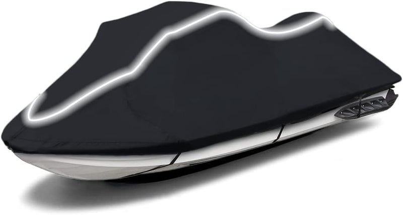 zenicham Upgraded Fade and Crack Resistant Trailerable Jet Ski Cover with Reflective Strips - Fits 126"-135" (3 Seater) - Image 1
