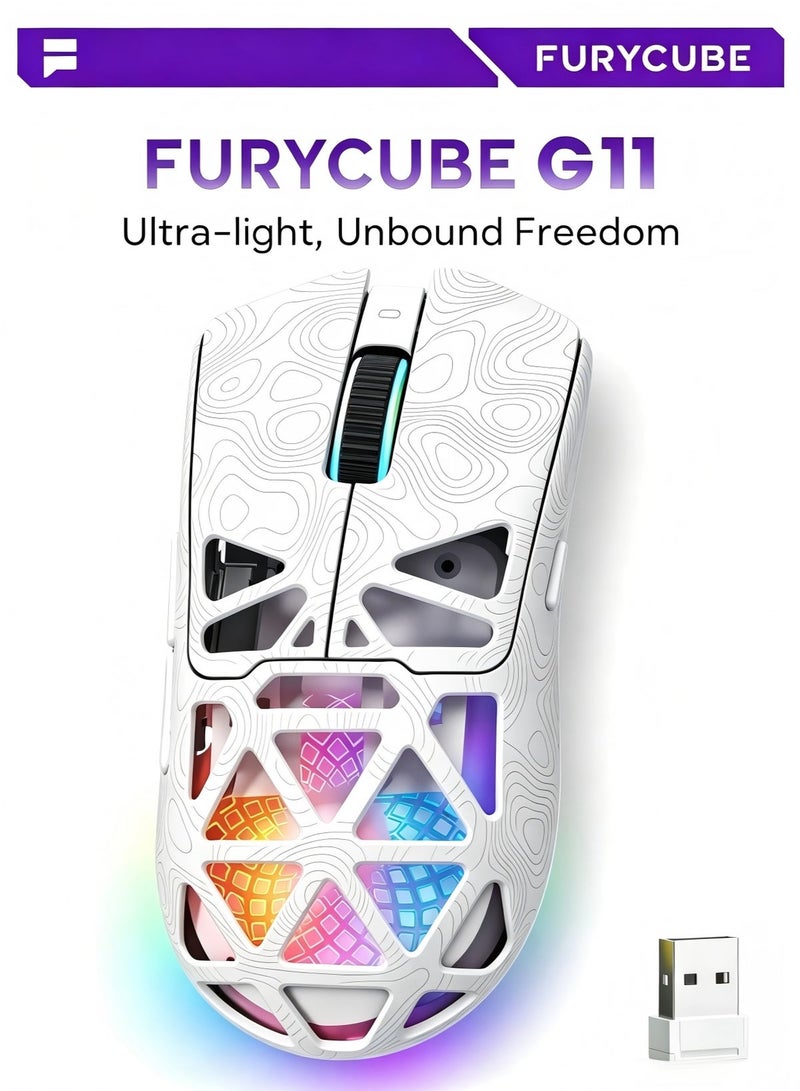 FURYCUBE G11 Gaming Mouse, Tri-Mode BT/2.4G Wireless/Wired, PixArt PAW3311 Sensor, Office/Gaming - Image 1