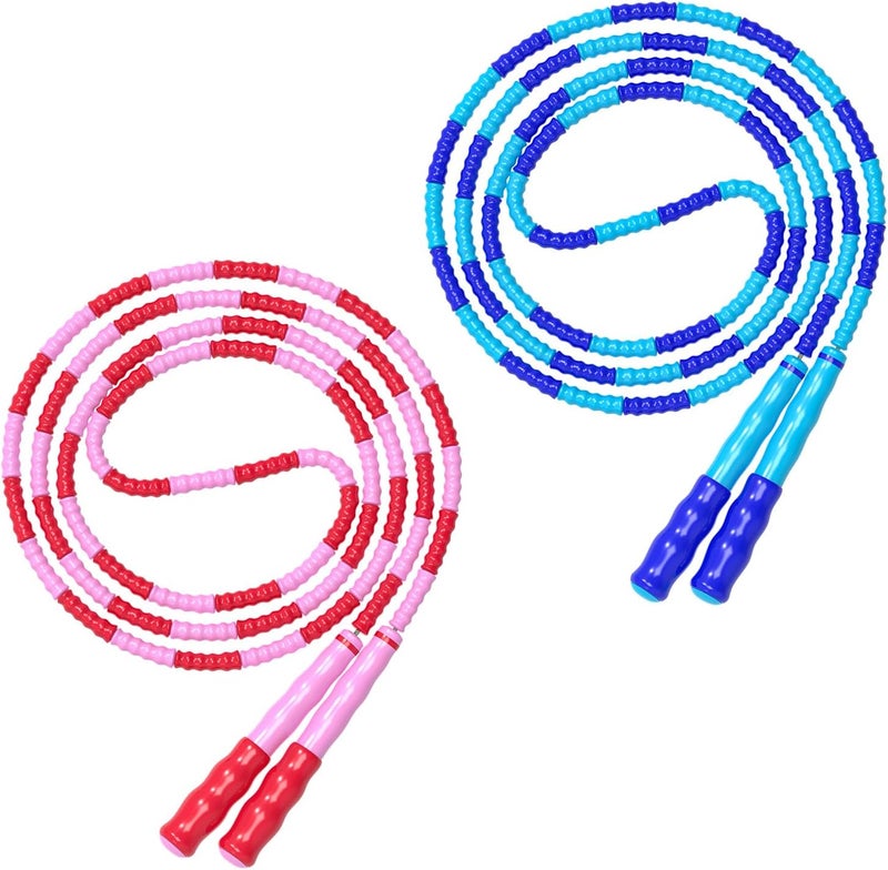 Leeboom Jump Rope, Adjustable Length Tangle-Free Segmented Soft Beaded Skipping Rope, Fitness Jump Rope for Kids, Man, and Women Weight Loss 9.2 Feet - Image 1