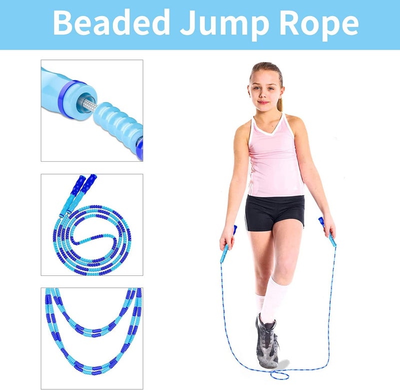 Leeboom Jump Rope, Adjustable Length Tangle-Free Segmented Soft Beaded Skipping Rope, Fitness Jump Rope for Kids, Man, and Women Weight Loss 9.2 Feet - Image 2