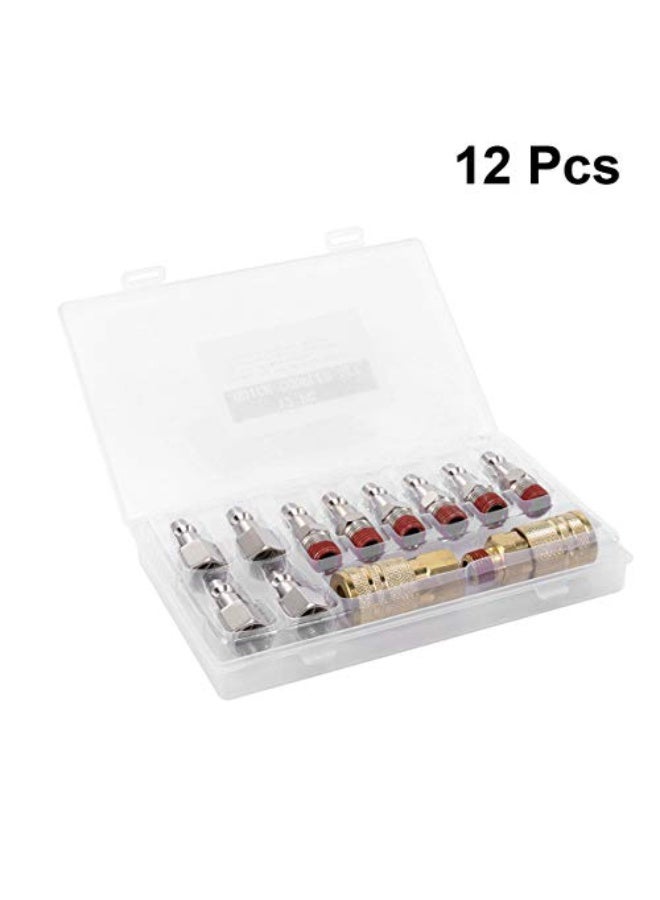 Generic 12pcs 1/4 Inch NPT Air Hose Connector Quick Release Male Female Coupler, Pneumatic Fitting with Brass Construction and Sealing Coating for Compressed Air Tools - Image 3