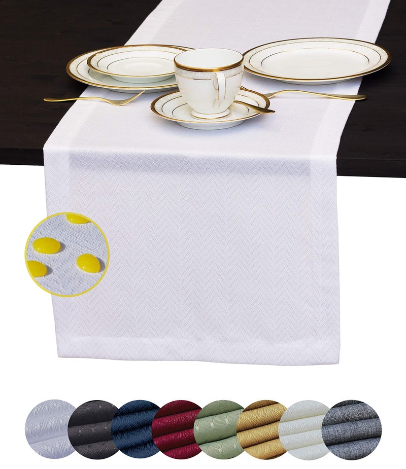 White Table Runner 72 inch Waterproof Dresser Scarf Outdoor Coffee Table Runner Elegant Dining Table Runners for Fiesta Dinner Parties Events Wedding Decor Thanksgiving Halloween Christmas