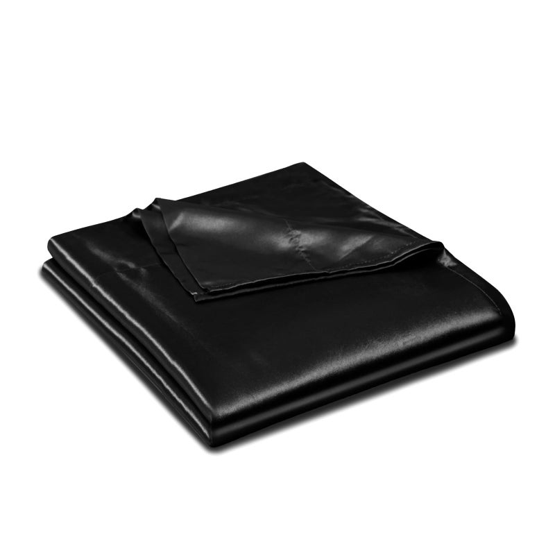 Ersmak Satin Flat Sheet Only  Single Flat Sheet Full  Luxury & Ultra Soft Silky Bedding Top Sheet for Full Mattress - Black - Image 1