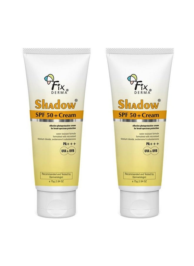 FIXDERMA Fixderma Shadow Sunscreen SPF 50+ PA+++ Cream | Sunscreen for Dry Skin | Sun Screen Protector SPF 50, | Sunscreen for Body & Face | UVA & UVB Protection | Sunscreen for Women & Men (75g) - Pack of 2  - Image 1