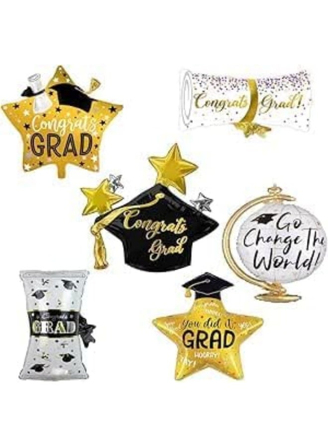Next Store Graduation Balloons Set – 6 Pieces Foil Congratulations Graduation Party Decoration Elegant and Professional - Image 1