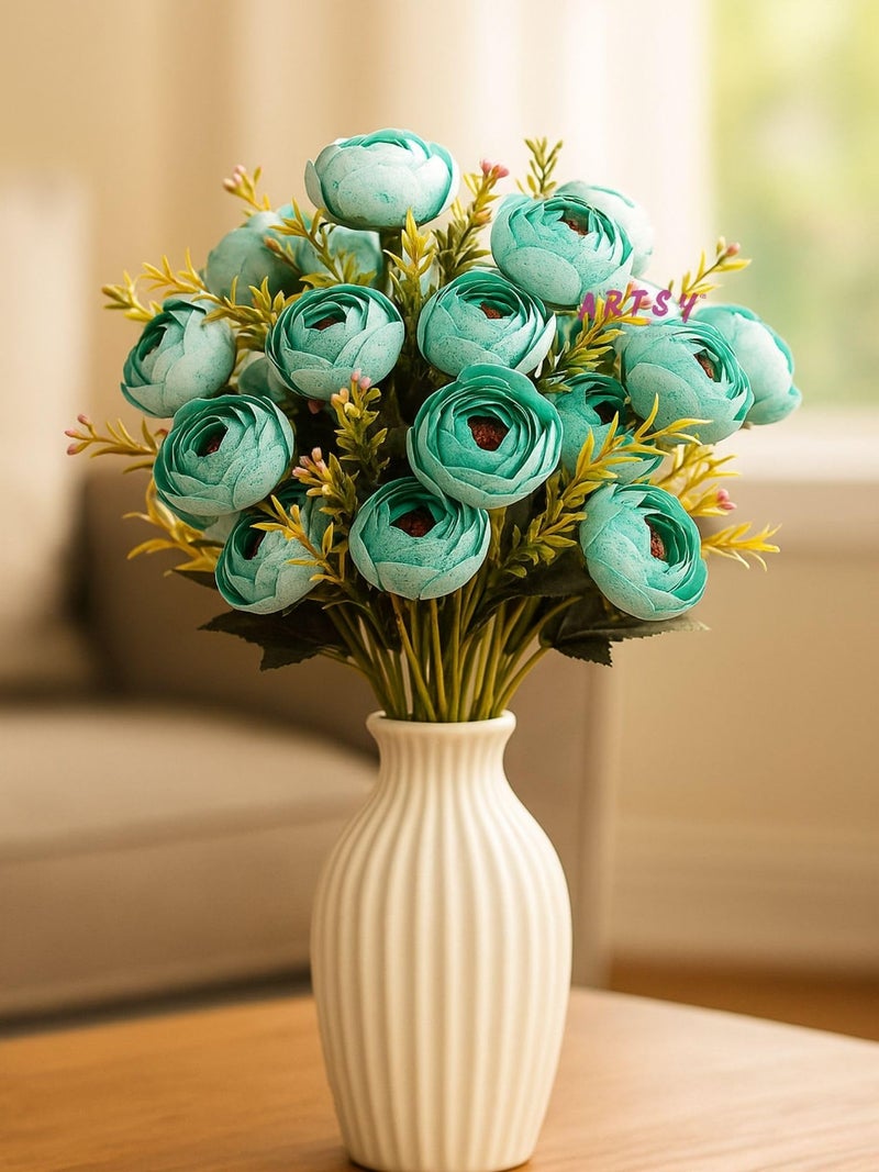 ARTSY® Artificial Flowers for Home Decoration Dry Peony Flower Bunch for Room Decor, Office, for vase, Pot Filler, Gifting, Craft, Without Vase, Pack of 2 Pieces, 6 Branches Each, Multi - Image 1