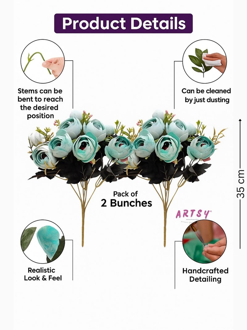 ARTSY® Artificial Flowers for Home Decoration Dry Peony Flower Bunch for Room Decor, Office, for vase, Pot Filler, Gifting, Craft, Without Vase, Pack of 2 Pieces, 6 Branches Each, Multi - Image 5