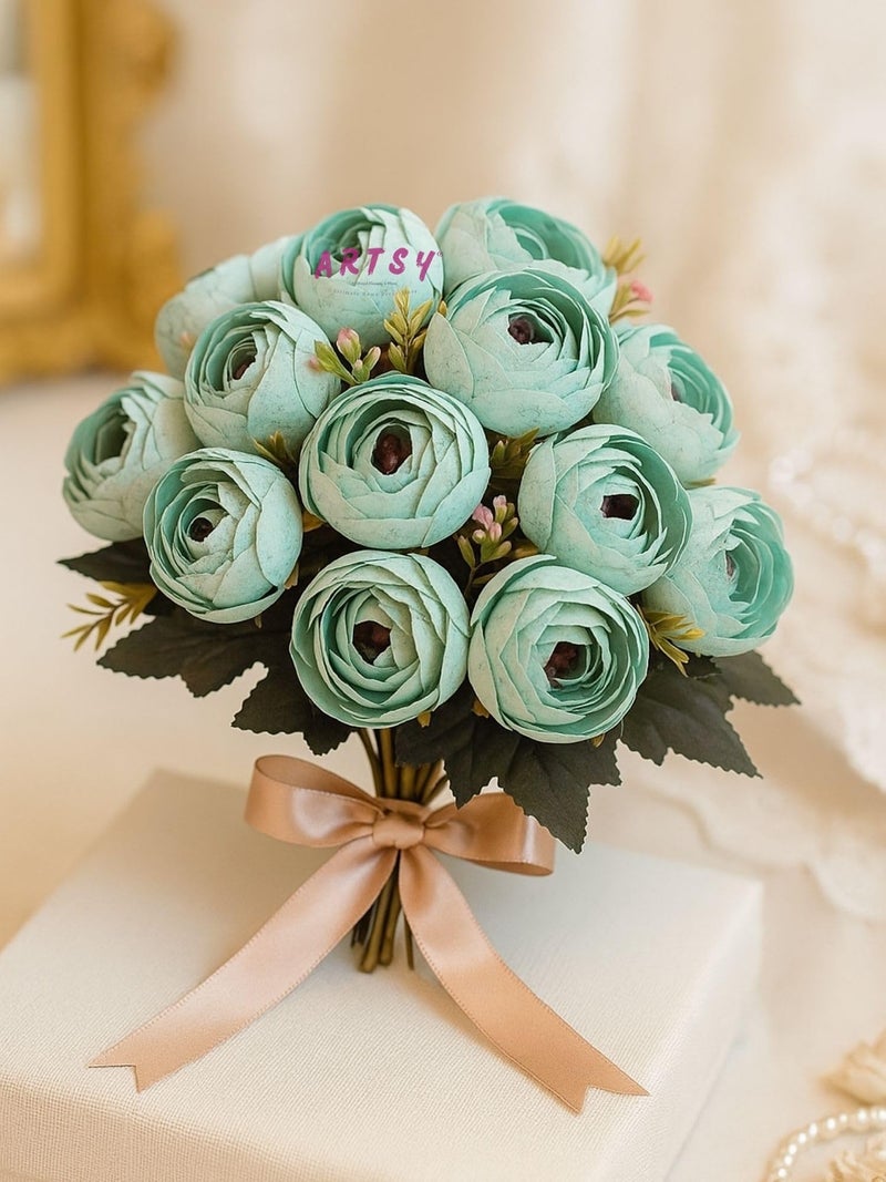 ARTSY® Artificial Flowers for Home Decoration Dry Peony Flower Bunch for Room Decor, Office, for vase, Pot Filler, Gifting, Craft, Without Vase, Pack of 2 Pieces, 6 Branches Each, Multi - Image 4