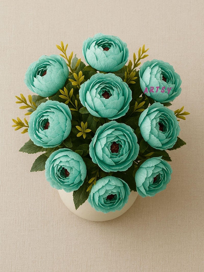 ARTSY® Artificial Flowers for Home Decoration Dry Peony Flower Bunch for Room Decor, Office, for vase, Pot Filler, Gifting, Craft, Without Vase, Pack of 2 Pieces, 6 Branches Each, Multi - Image 3