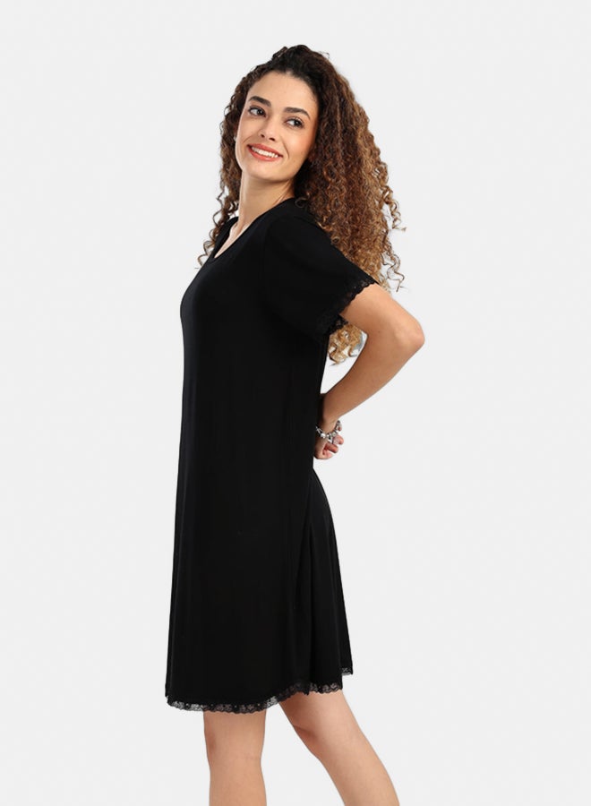 Carina Lightweight Nightgown with Lace - Image 2