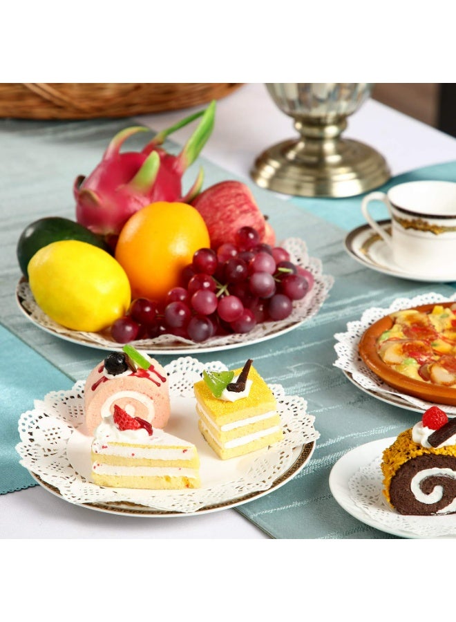 سكينة 300 قطعة من مفرش المائدة الورقي، مفارش ورقية مستديرة، مفرش ورقي للطعام، مفرش تزيين أدوات المائدة للاستخدام مرة واحدة للكعك والحلويات والحرف اليدوية وعرض الطعام (16.5 سم و21.5 سم) - Image 3