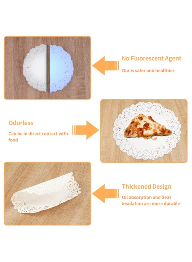 سكينة 300 قطعة من مفرش المائدة الورقي، مفارش ورقية مستديرة، مفرش ورقي للطعام، مفرش تزيين أدوات المائدة للاستخدام مرة واحدة للكعك والحلويات والحرف اليدوية وعرض الطعام (16.5 سم و21.5 سم) - Image 5