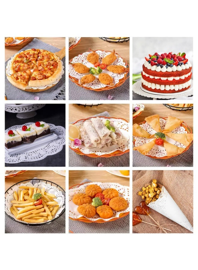 سكينة 300 قطعة من مفرش المائدة الورقي، مفارش ورقية مستديرة، مفرش ورقي للطعام، مفرش تزيين أدوات المائدة للاستخدام مرة واحدة للكعك والحلويات والحرف اليدوية وعرض الطعام (16.5 سم و21.5 سم) - Image 4