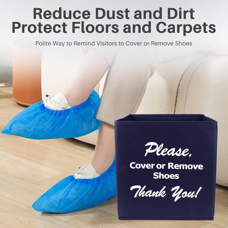 Opret Large Shoe Covers Box, Opert Disposable Shoe Bootie Holder Real Estate Agent and Open House Supplies, Please Cover or Remove Your Shoes(Blue) - Image 3