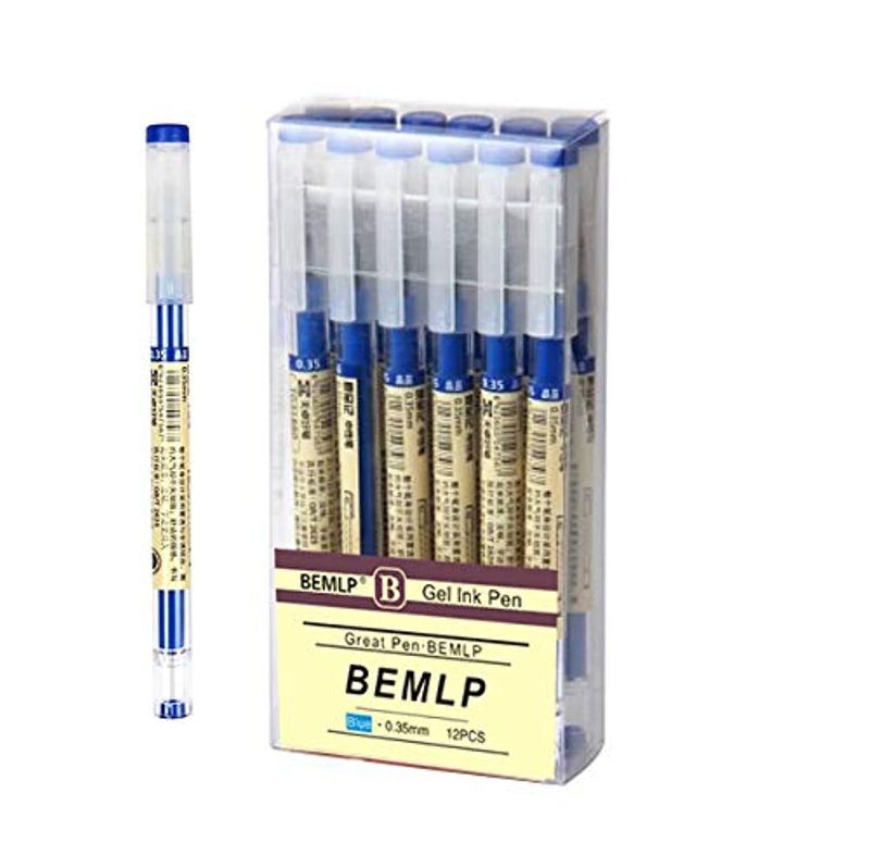 BEMLP Liquid Ink Rollerball Pens Rolling Ball Pens Quick-Drying Gel Ink Pen Extra Fine Point Pens 0.36mm Japanese Style Maker Pens for Office School Stationery Supply 12 Pieces (4 Black 4 Red 4 Blue) - Image 1