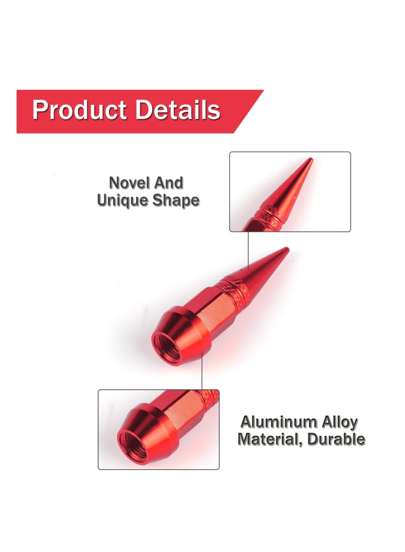 KASTWAVE Long Impale Spiked Valve Caps 45 mm Tire Valve Stem Caps, Red Spike Air Caps Aluminum Alloy Cool Tire Valve Caps for Cars,SUVs,Trucks Bicycles and Motorcycles - Image 3