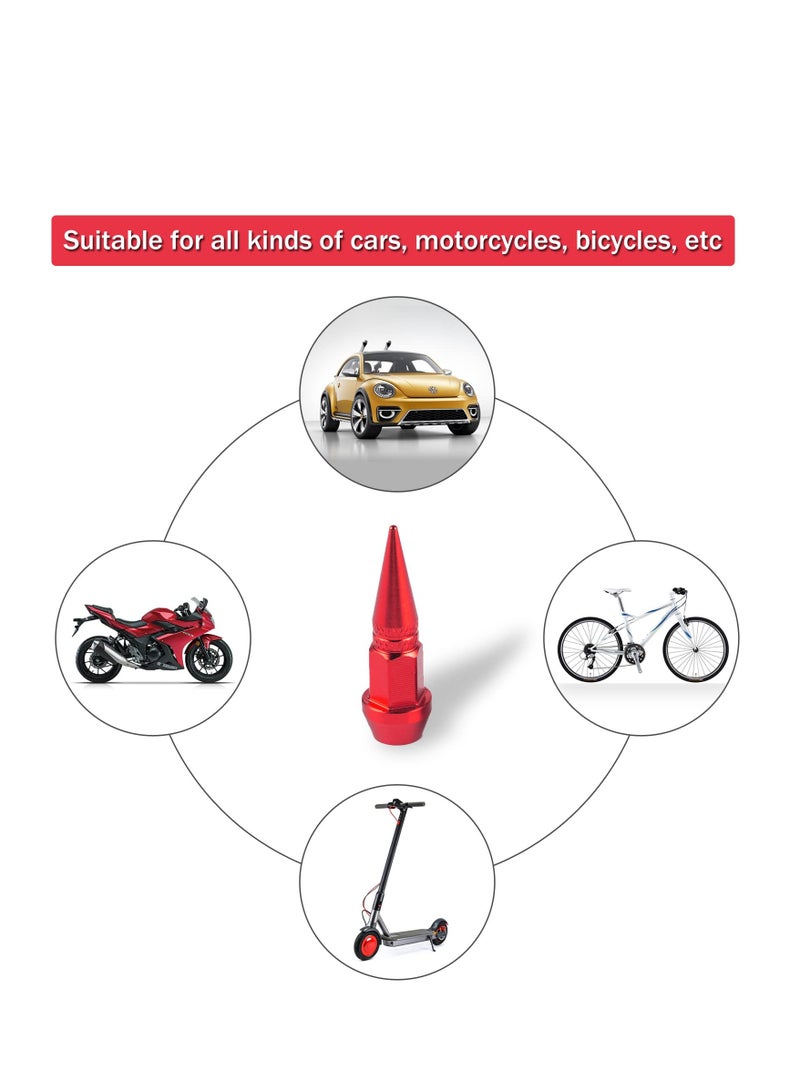 KASTWAVE Long Impale Spiked Valve Caps 45 mm Tire Valve Stem Caps, Red Spike Air Caps Aluminum Alloy Cool Tire Valve Caps for Cars,SUVs,Trucks Bicycles and Motorcycles - Image 5