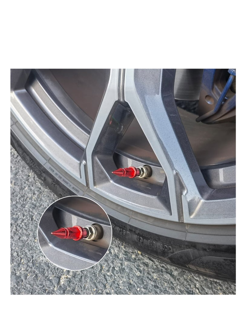 KASTWAVE Long Impale Spiked Valve Caps 45 mm Tire Valve Stem Caps, Red Spike Air Caps Aluminum Alloy Cool Tire Valve Caps for Cars,SUVs,Trucks Bicycles and Motorcycles - Image 4
