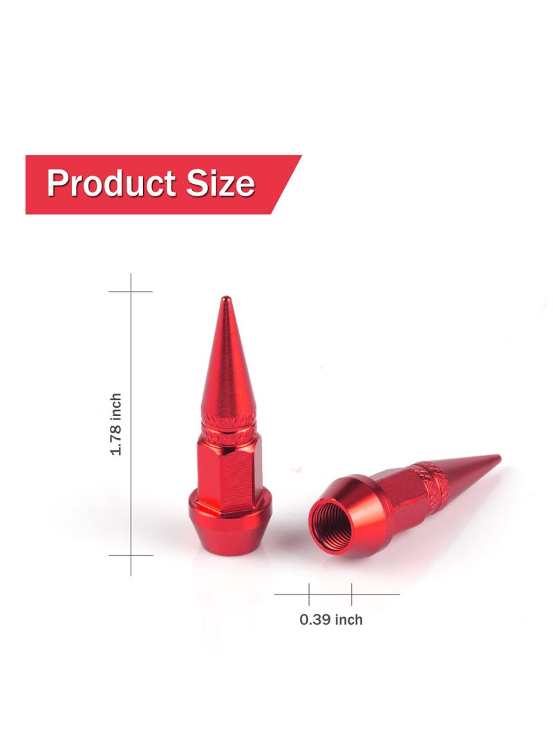 KASTWAVE Long Impale Spiked Valve Caps 45 mm Tire Valve Stem Caps, Red Spike Air Caps Aluminum Alloy Cool Tire Valve Caps for Cars,SUVs,Trucks Bicycles and Motorcycles - Image 2