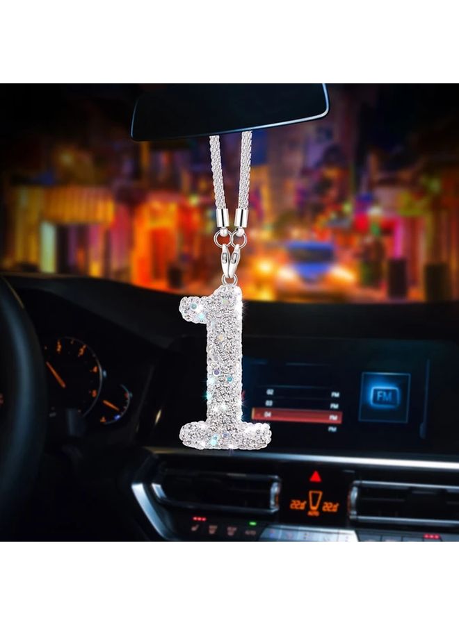 Stainless Steel Lucky Number Pendant With Adjustable Chain Multicolor Car Hanging Ornament - Image 2