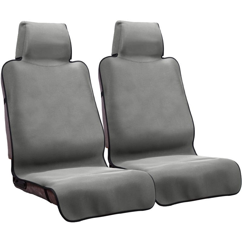 DREAMANIA Waterproof Seat Cover2PCS Upgraded Neoprene Sweat Carseat Protector Perfect for Universal AntiSlip Car Truck SUV Seat Ideal for Surfing Yoga Gym Workout Gray