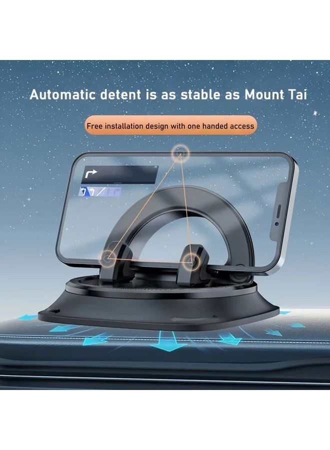 Universal Car Dashboard Phone Holder Black 360 Rotatable with Nano Gel Suction Base - Image 1