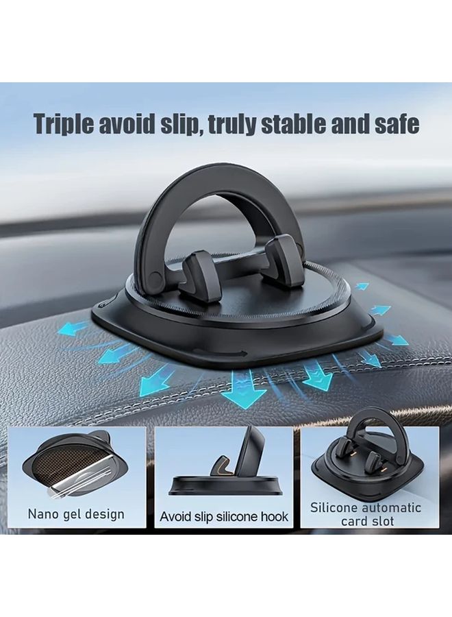 Universal Car Dashboard Phone Holder Black 360 Rotatable with Nano Gel Suction Base - Image 3