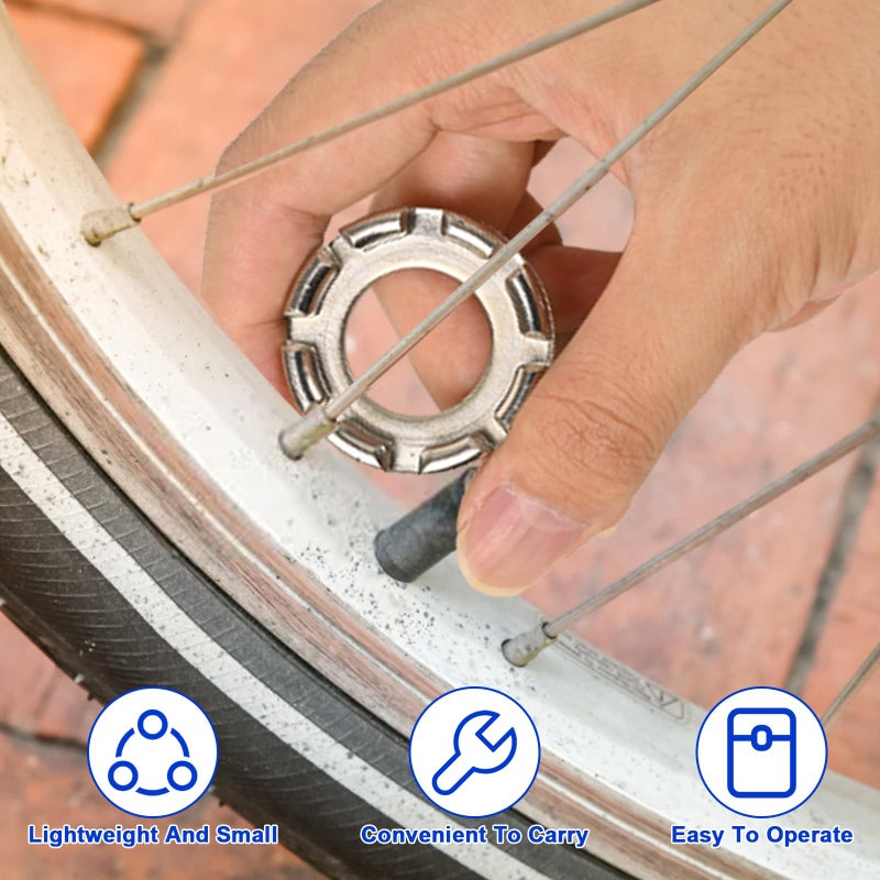 ptiysta Bicycle Spoke Wrench Tool, Hardened Steel 6-in-1 Spoke Rim Tool for Adjusting and Repairing Bicycle Wheel Tension - Image 5