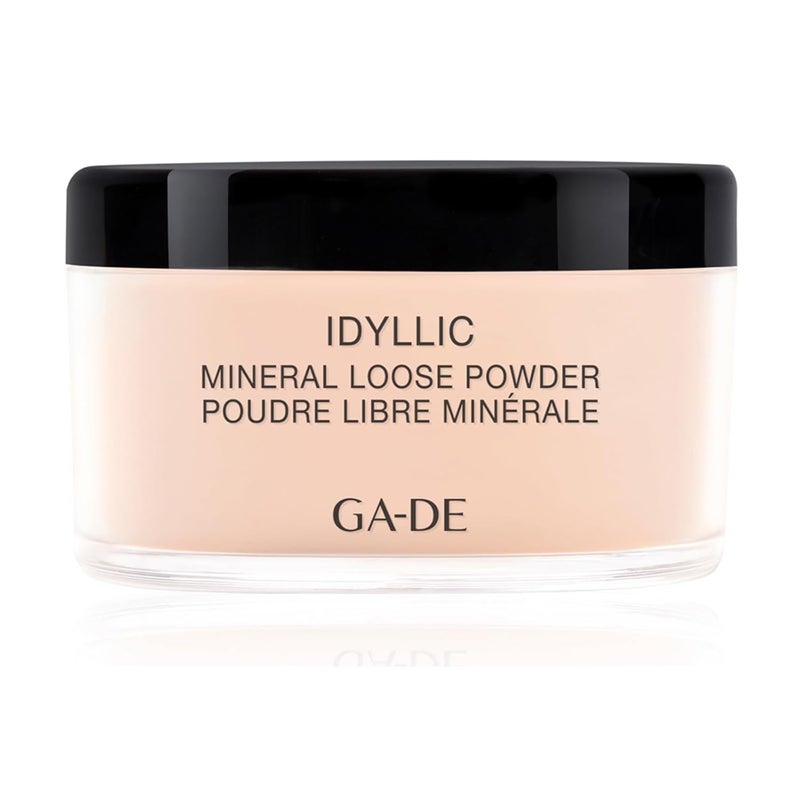 GA-DE GADE Idyllic Mineral Loose Powder  Lightweight Setting Powder Makeup  Provides Antioxidant Protection and Blurs Imperfections  100 Nude  088 oz