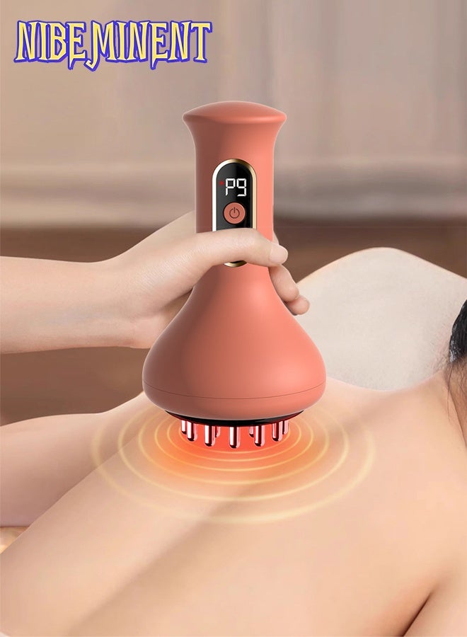 NIBEMINENT Portable Adjustable Intensity Meridians Massager, 9 Levels of Intensity, Full Body Massage Tool, 1200mA with Red Light Hot Compress Function, Suitable for Home Use and As A Gift, Portable Rechargeable Meridians Massager with 18 Brush Heads - Image 3