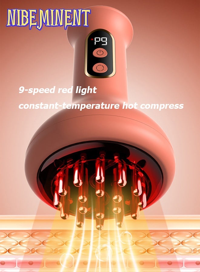 NIBEMINENT Portable Adjustable Intensity Meridians Massager, 9 Levels of Intensity, Full Body Massage Tool, 1200mA with Red Light Hot Compress Function, Suitable for Home Use and As A Gift, Portable Rechargeable Meridians Massager with 18 Brush Heads - Image 4