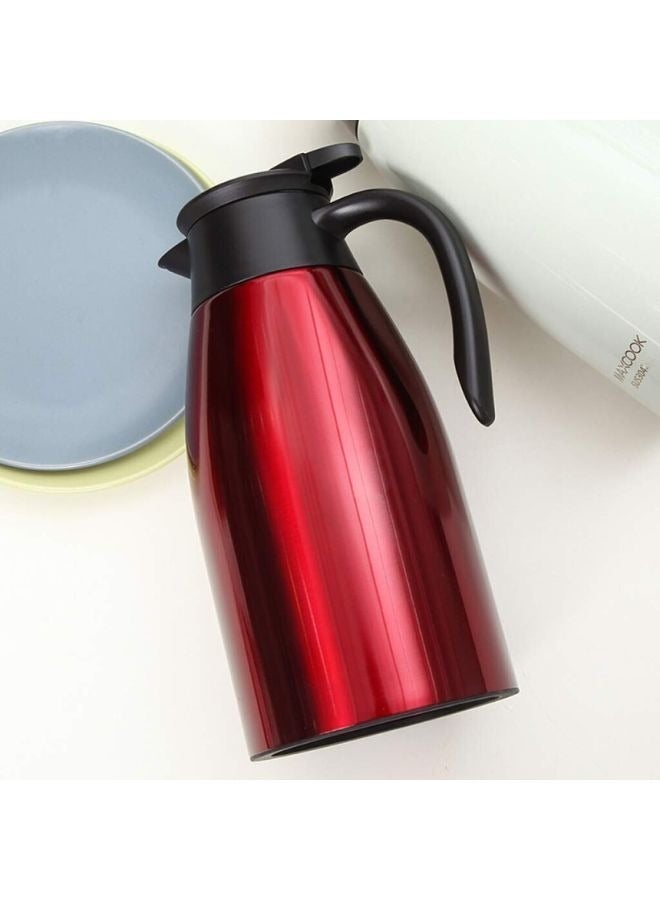 2L Insulated Thermal Coffee Thermos with Lid for Temperature Preservation, Stainless Steel for Coffee, Hot Water, Tea and Cold Drinks - Red - Image 3